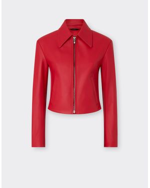 Ferrari Nappa Leather Biker Jacket - Red