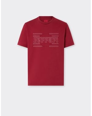 Ferrari Cotton T-Shirt With Embroidery - Red