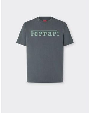Ferrari Cotton T-Shirt With Logo - Blue
