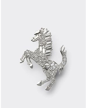 Ferrari Strass-Anstecknadel Mit Springendem Pferd - Mettallic