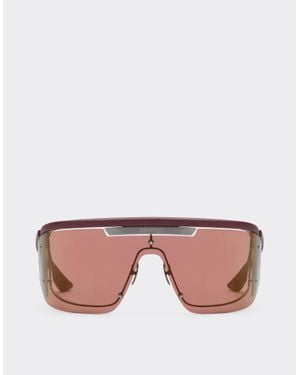 Ferrari Limited Edition Metal And Leather Sunglasses With Dark Redlens - Pink