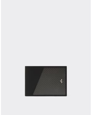 Ferrari Horizontal Leather And Carbon Fibre Wallet - White