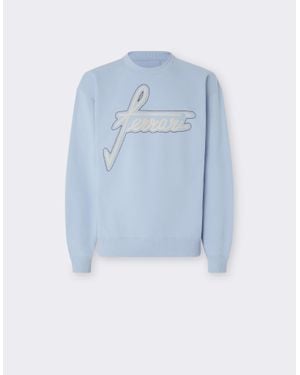 Ferrari Embroidered Crew-Neck Sweatshirt - Blue