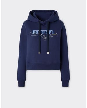 Ferrari Hooded Sweatshirt With Embroidery - Blue