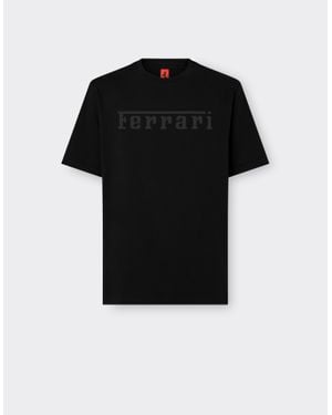 Ferrari Cotton T-Shirt With Logo - Black