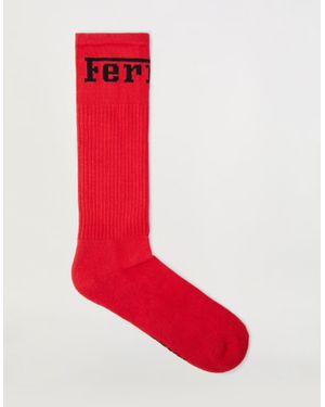 Ferrari Cotton Blend Socks With Logo - Red