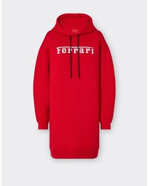 Ferrari Cotton Sweatshirt Dress With Logo - Red