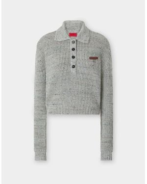 Ferrari Polo De Manga Larga Con Efecto Denim - Gris