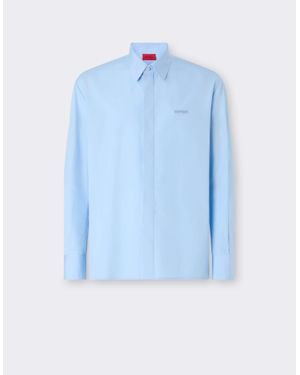 Ferrari Cotton Poplin Shirt With Embroidery - Blue