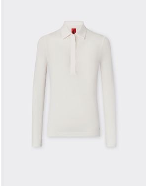 Ferrari Cashmere And Modal Long-Sleeved Polo Shirt - White