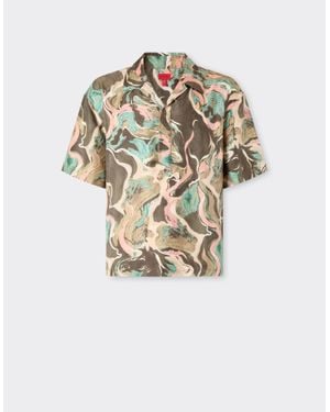 Ferrari Silk Shirt With Marble Horse Print - White