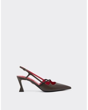 Ferrari Leather Slingback With Crossed Straps - Pink
