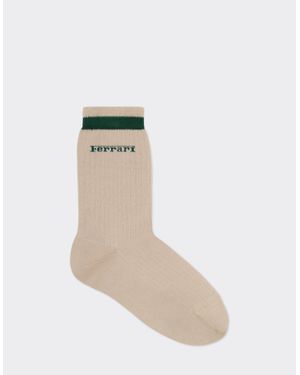 Ferrari Long Cotton Socks With Logo - White