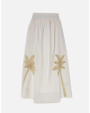 Kaos Gonna Midi Con Ricamo - Bianco