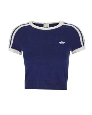 adidas Maglia Crop A Maniche Corte - Blu