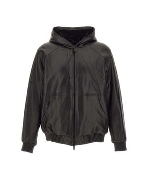 Moose Knuckles "Neo Leather Hooded Jacket" - Grigio