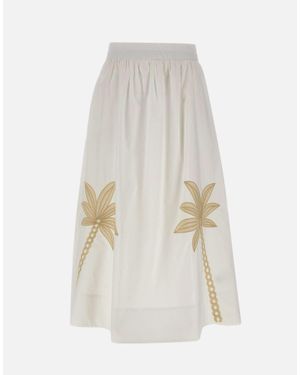 Kaos Gonna Midi Con Ricamo - Bianco