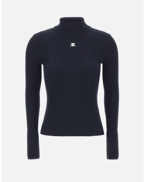 Courreges Maglia "Reedition Rib Knit" - Blu