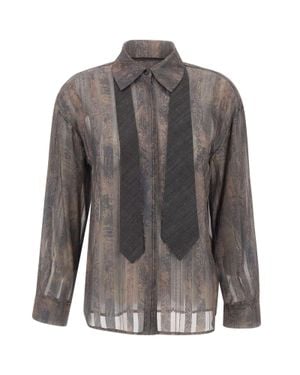 Liu Jo Camicia Stampata Con Cravatta - Grigio