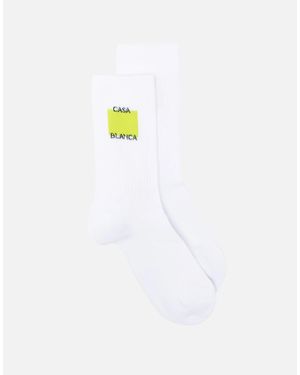 CASABLANCA "Acid Lime Logo Square Socks" - Bianco