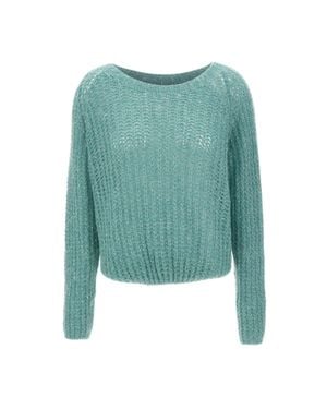 Kaos Maglia Traforata Con Paillettes<Br - Blu