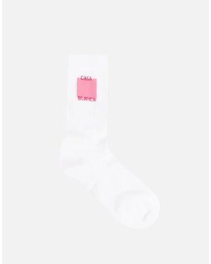 CASABLANCA "Rose Shadow Logo Square Socks" - Bianco