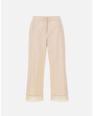 Elena Miro Pantaloni Con Ricamo - Neutro