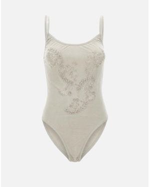 JACQUES WEI Body Con Ricamo Gioiello - Bianco