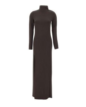 Courreges Abito Lungo A Collo Alto - Marrone