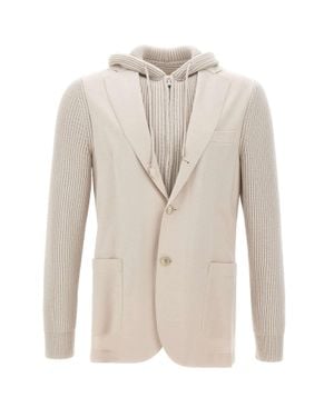 Eleventy Giacca Con Inserti - Bianco