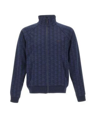 Lacoste Felpa Monogramma Con Zip - Blu