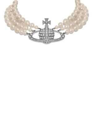 Vivienne Westwood "Three Row Pearl Bas Relief Choker" - Metallizzato