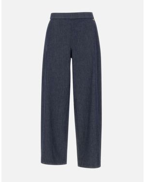 Elena Miro Pantaloni Palazzo Effetto Denim - Blu