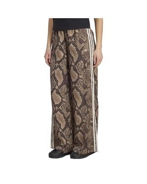 adidas Satin Snake Print Wide Leg Track Joggers Mujer Pantalones - Marrón