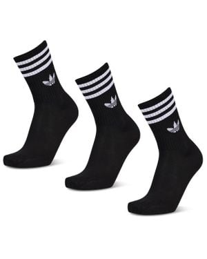adidas Mid Cut Crew 3 Pack Socks - Black