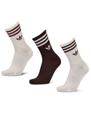 adidas Mid Cut Crew 3 Pack Socks - Brown