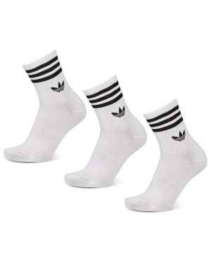 adidas Mid Cut Crew 3 Pack Socks - White