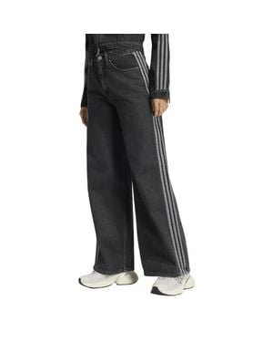 adidas High Rise Wide Leg Denim Trousers Trousers - Black
