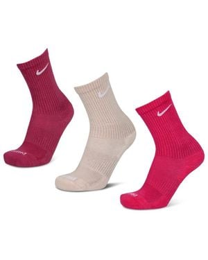 Nike Everyday Cushioned Crew 3 Pack Socks - Pink