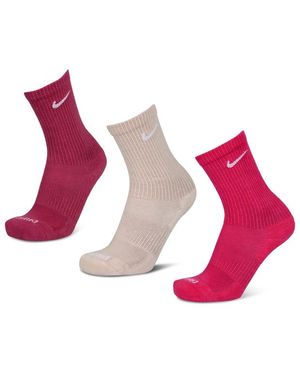 Nike Everyday Cushioned Crew 3 Pack Socks - Pink