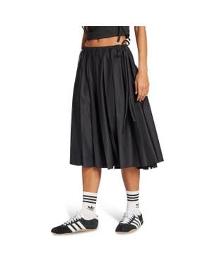 adidas Ribbon Pleated Maxi Skirt Mujer Faldas - Negro