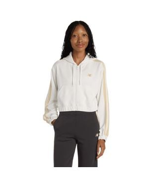 New Balance Interlock Full Zip Mujer Tops De Pista - Blanco