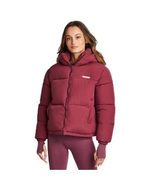 Peach Fit Essential Puffer Jackets - Red