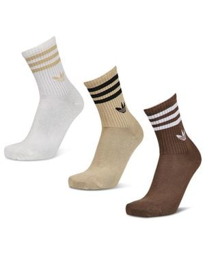 adidas Mid Cut Crew 3 Pack Socks - Natural