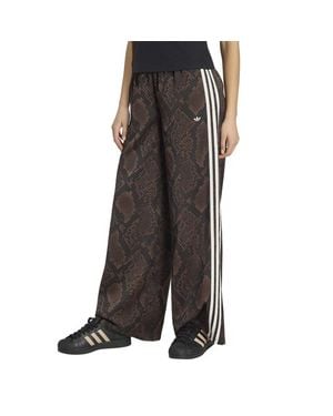 adidas Satin Snake Print Wide Leg Track Joggers Broeken - Zwart
