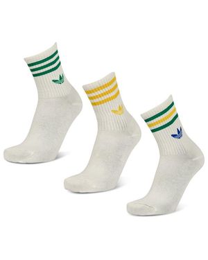 adidas Mid Cut Crew 3 Pack Socks - Blue