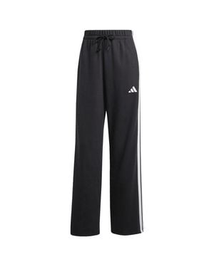 adidas Essentials 3-Stripes Open Hem Joggers Trousers - Black