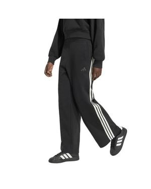 adidas Kit 3-Stripes Wide Joggers Mujer Pantalones - Negro