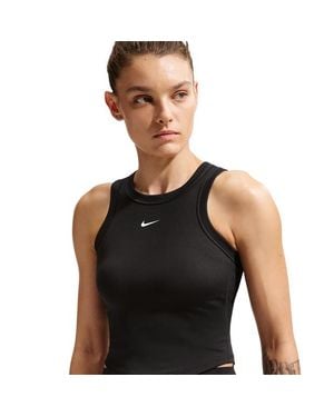 Nike One Fitted Dri-Fit Cropped Tank Top T-Shirts - Black