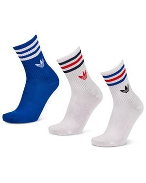 adidas Mid Cut Crew 3 Pack Socks - Blue